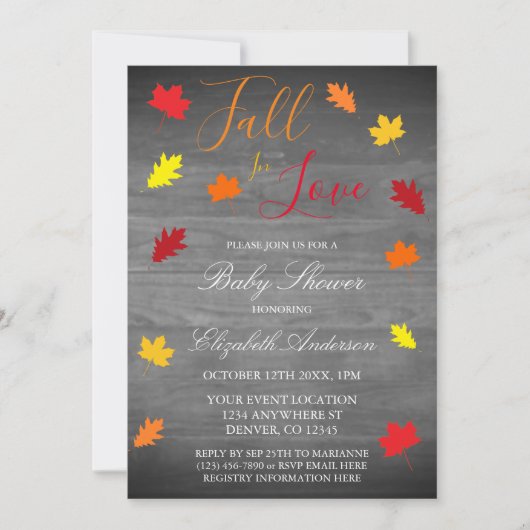 Herfst in liefdesherfst laat Baby shower over Kaart (Voorkant)