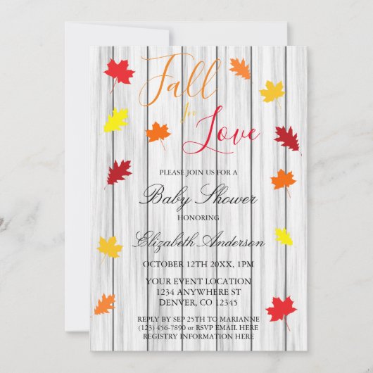 Herfst in liefdesherfst laat Baby shower over Kaart (Voorkant)