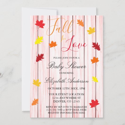 Herfst in liefdesherfst laat Baby shower over Kaart (Voorkant)