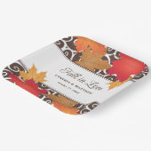 Herfst in liefdesherfst leveert huwelijksmonogram papieren bordje (Gebogen)