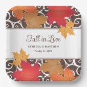 Herfst in liefdesherfst leveert huwelijksmonogram papieren bordje (Voorkant)