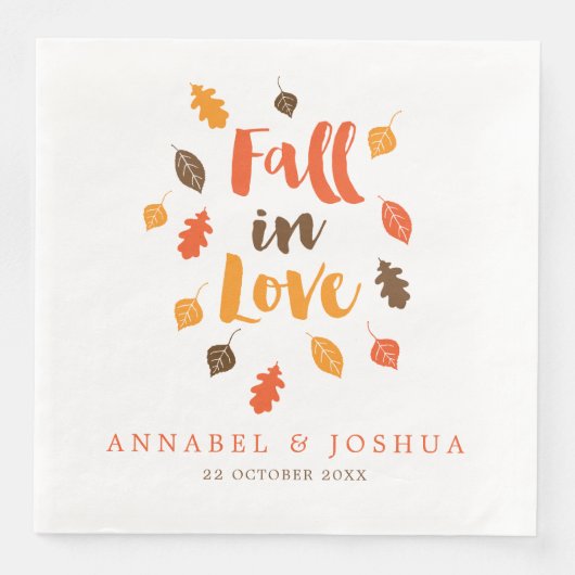 Herfst in liefdesherfst trouwdag/verloedering servet (Voorkant)