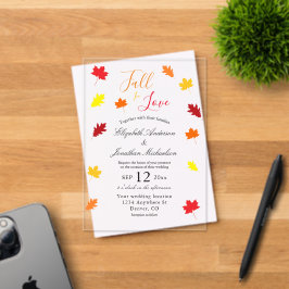 Herfst in liefdesherfst vertrekt bruiloft acryl uitnodigingen