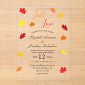 Herfst in liefdesherfst vertrekt bruiloft acryl uitnodigingen (Voorkant)