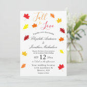 Herfst in liefdesherfst vertrekt bruiloft kaart (Staand voorkant)