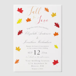 Herfst in liefdesherfst vertrekt bruiloft vellum uitnodigingen