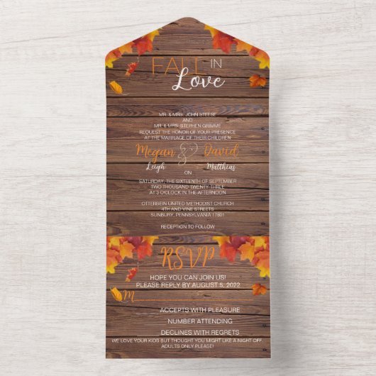 Herfst in liefdesweddenschap in één uitnodiging (Binnen)