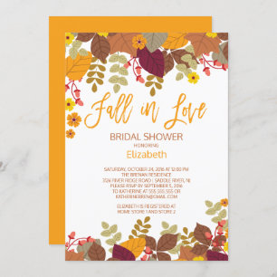 Herfst in Lov Autumn Leaves Bridal Shower Invitati Kaart