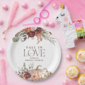 'Herfst In Love' Autumn Blooms Pumpkin Vrijgezelle Papieren Bordje (Feest)