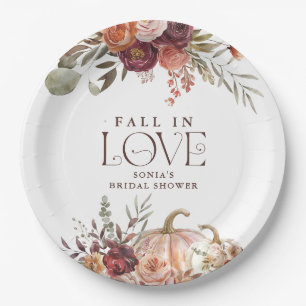 'Herfst In Love' Autumn Blooms Pumpkin Vrijgezelle Papieren Bordje