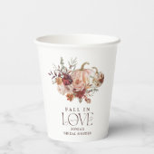 Herfst in Love 'Autumn Blooms Pumpkin Vrijgezellen Papieren Bekers (Achterkant)