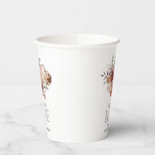 Herfst in Love 'Autumn Blooms Pumpkin Vrijgezellen Papieren Bekers (Links)