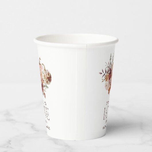 Herfst in Love 'Autumn Blooms Pumpkin Vrijgezellen Papieren Bekers (Rechts)