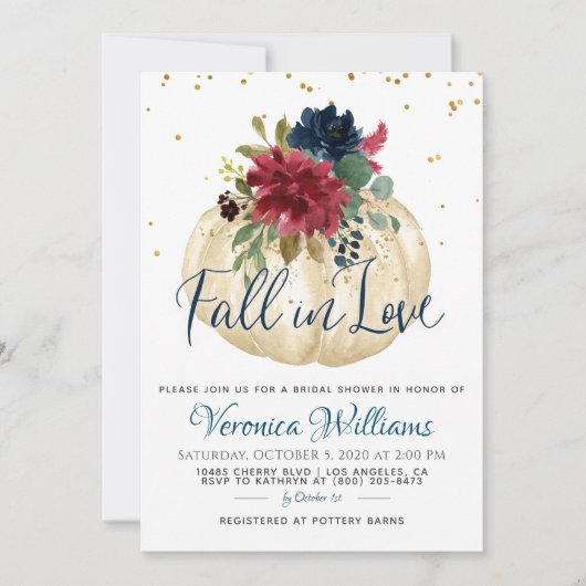 Herfst in Love Autumn Bridal Shower Invitation Kaart (Voorkant)