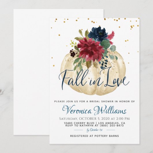 Herfst in Love Autumn Bridal Shower Invitation Kaart (Voorkant / Achterkant)