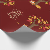 Herfst in Love Autumn Design Fox Pumpkin Tree Cadeaupapier (Hoek)
