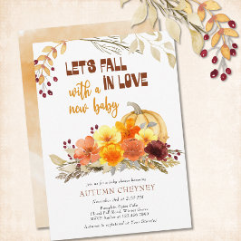 Herfst in Love Autumn Flowers Pumpkin Baby shower Kaart