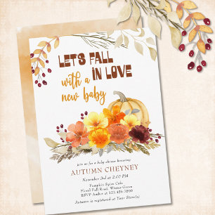Herfst in Love Autumn Flowers Pumpkin Baby shower Kaart