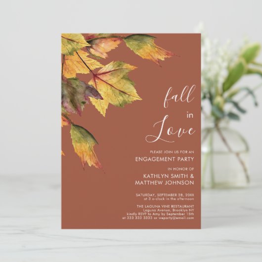 Herfst in Love Autumn Foliage Elegant Verloving Kaart (Staand voorkant)