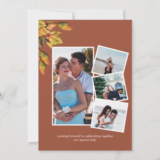 Herfst in Love Autumn Foliage Elegant Verloving Kaart (Achterkant)