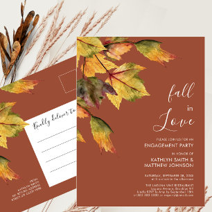 Herfst in Love Autumn Foliage Elegant Verloving Uitnodiging Briefkaart