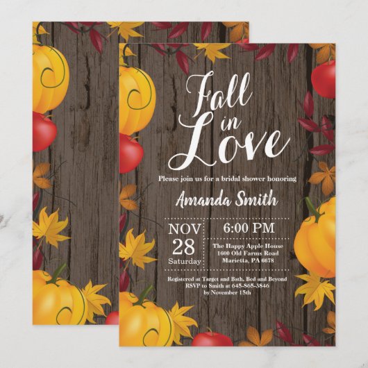 Herfst in Love Autumn Harvest Pumpkin Vrijgezellen Kaart (Voorkant / Achterkant)