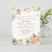 Herfst in Love Autumn Pumpkin Baby shower Uitnodig Kaart (Staand voorkant)