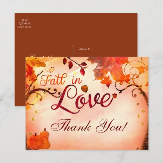 HERFST IN LOVE Autumn Whimsical BEDANKKAART Briefkaart (Voorkant / Achterkant)