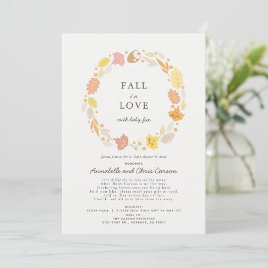 Herfst in Love Autumn Wreath Baby shower by Mail Kaart (Staand voorkant)