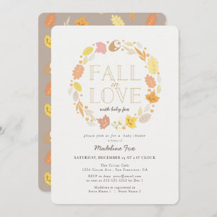 Herfst in Love Autumn Wreath Baby shower Invitatio Kaart