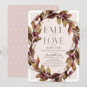 Herfst in Love Autumn Wreath Roze Baby shower Kaart (Voorkant / Achterkant)