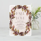 Herfst in Love Autumn Wreath Roze Baby shower Kaart (Staand voorkant)