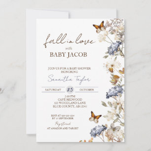Herfst in Love Baby shower, Autumn Foliage, Blue Kaart