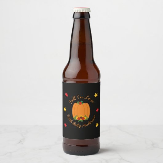 Herfst in Love Baby shower Bier Etiket (Voorkant)