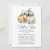 Herfst in Love Baby shower Goudblauwe pompoenen Kaart (Voorkant)