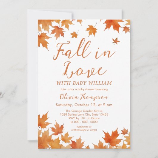 Herfst in Love Baby shower Kaart (Voorkant)