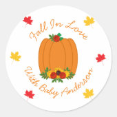 Herfst in Love Baby shower Ronde Sticker (Voorkant)