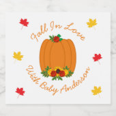 Herfst in Love Baby shower Sparkling Wijnetiket (Enkel label)