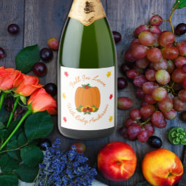 Herfst in Love Baby shower Sparkling Wijnetiket