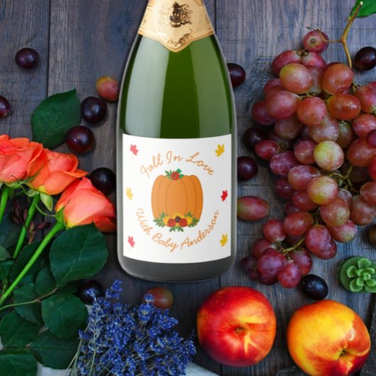 Herfst in Love Baby shower Sparkling Wijnetiket