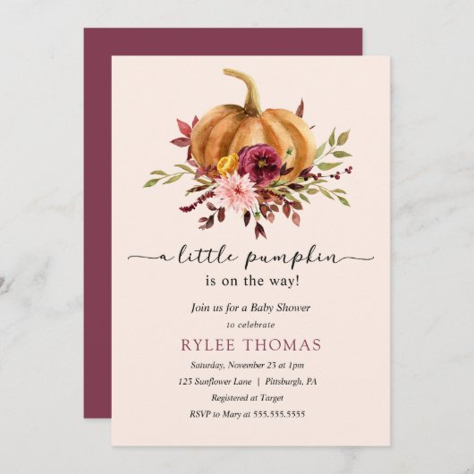 Herfst in Love Baby shower uitnodiging (Voorkant / Achterkant)