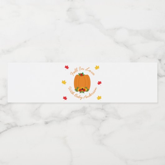 Herfst in Love Baby shower Waterfles Etiket (Enkel label)