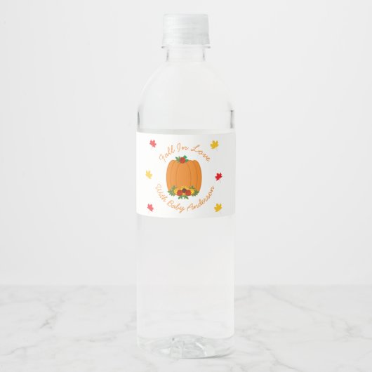 Herfst in Love Baby shower Waterfles Etiket (Voorkant)