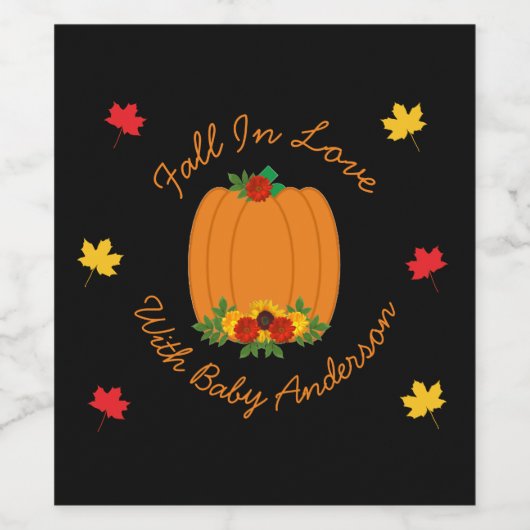 Herfst in Love Baby shower Wijn Etiket (Enkel label)