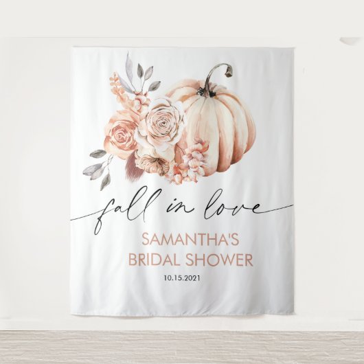 Herfst in Love Backdrop, Pumpkin Herfst Vrijgezell Wandkleed (Voorkant)