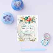 Herfst in Love Blauwgroen Floral Pumpkin Vrijgezel Flyer (Enkel)