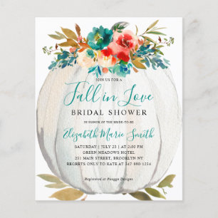 Herfst in Love Blauwgroen Floral Pumpkin Vrijgezel Flyer