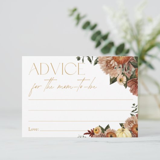 Herfst In Love Bloemen Baby shower Advies voor Mam Informatiekaartje (Staand voorkant)