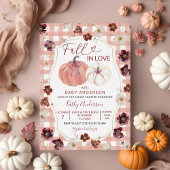 Herfst In Love Bloemen Roze Pompoen Meisje Baby sh Kaart