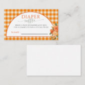 Herfst In Love Bloemen Sinaasappel Gingham Luier R Informatiekaartje (Voorkant / Achterkant)